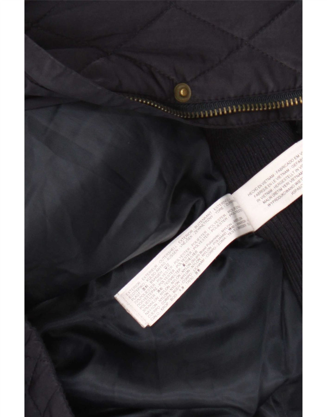 Massimo Dutti Womens Quilted Jacket EU 38 Medium Navy Blue Colourblock