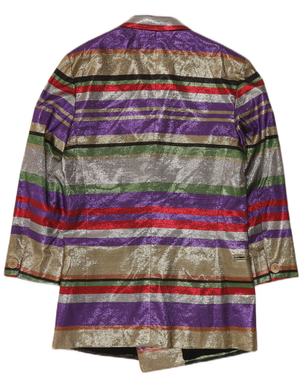 VINTAGE Womens 3/4 Sleeve Blazer Jacket EU 40 Medium Multicoloured Striped