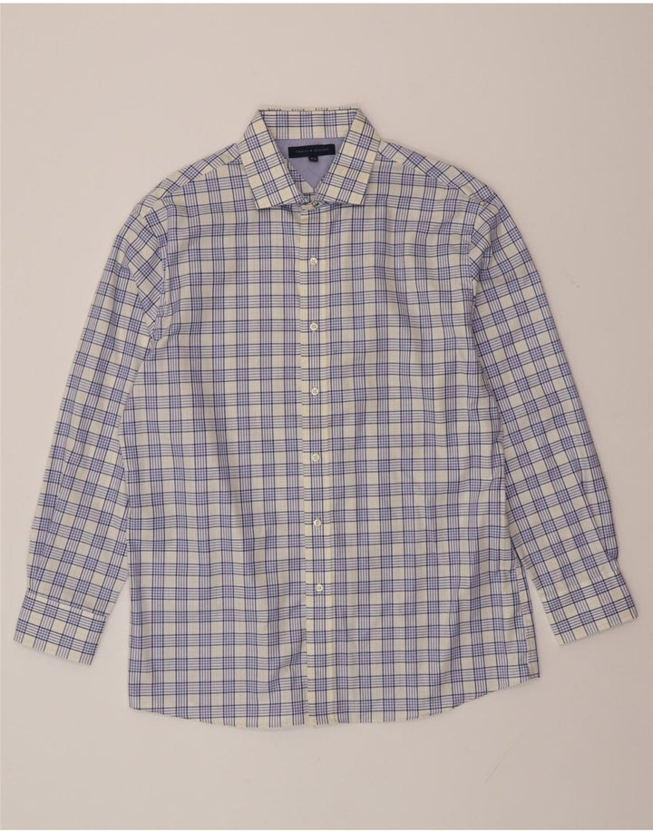 TOMMY HILFIGER Mens Shirt Size 16 1/2 Large Blue Check Cotton
