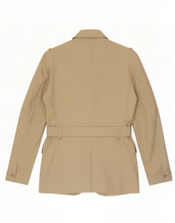 Zara Mens Military Jacket UK 40 Large Beige Linen