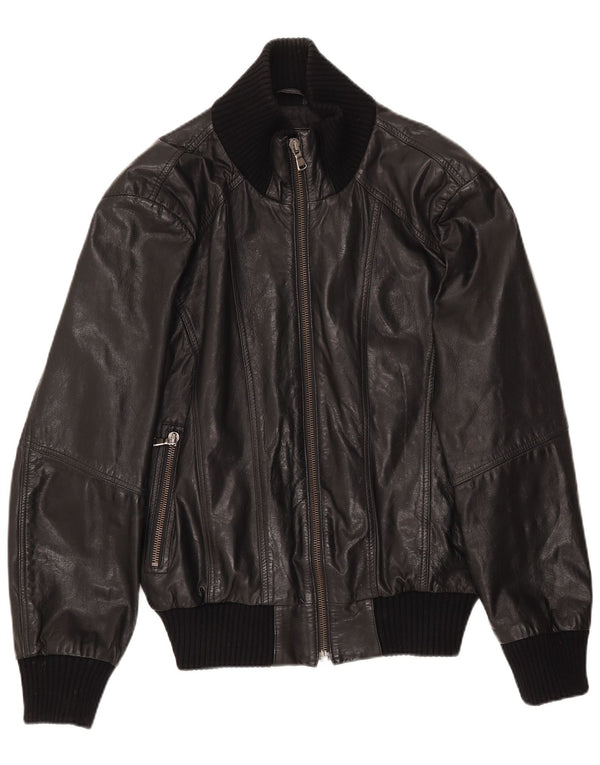 Selected Mens Leather Jacket UK 38 Medium Black Leather