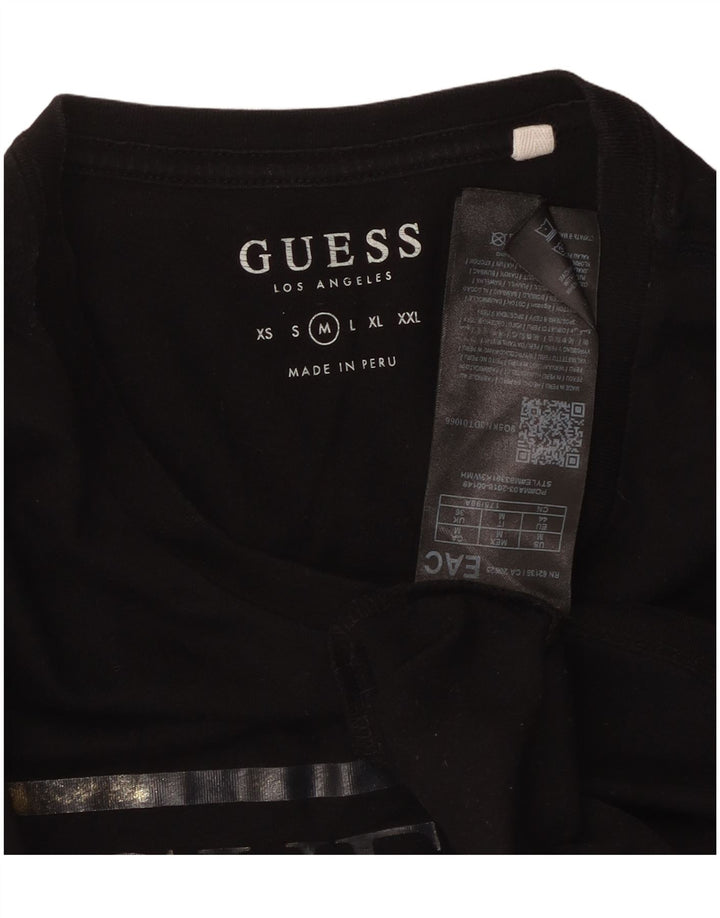 GUESS Mens Graphic T-Shirt Top Medium Black Cotton