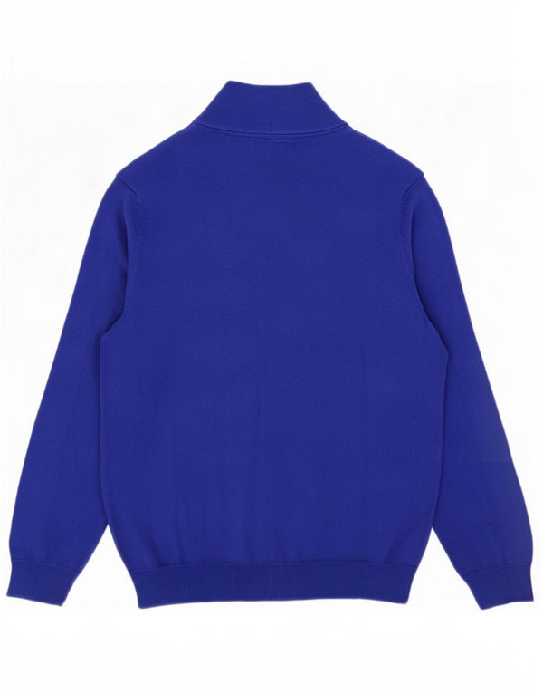 Lyle & Scott Mens Zip Neck Jumper Sweater Large Blue Cotton