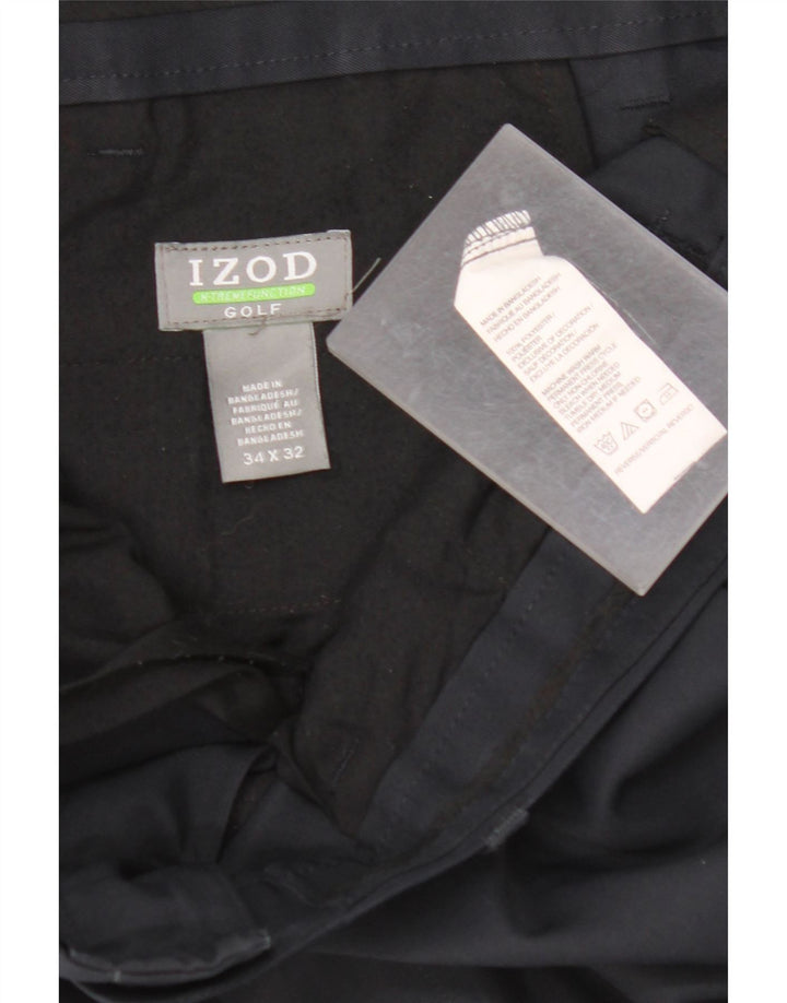 IZOD Mens Golf Straight Chino Trousers W34 L32 Navy Blue Polyester