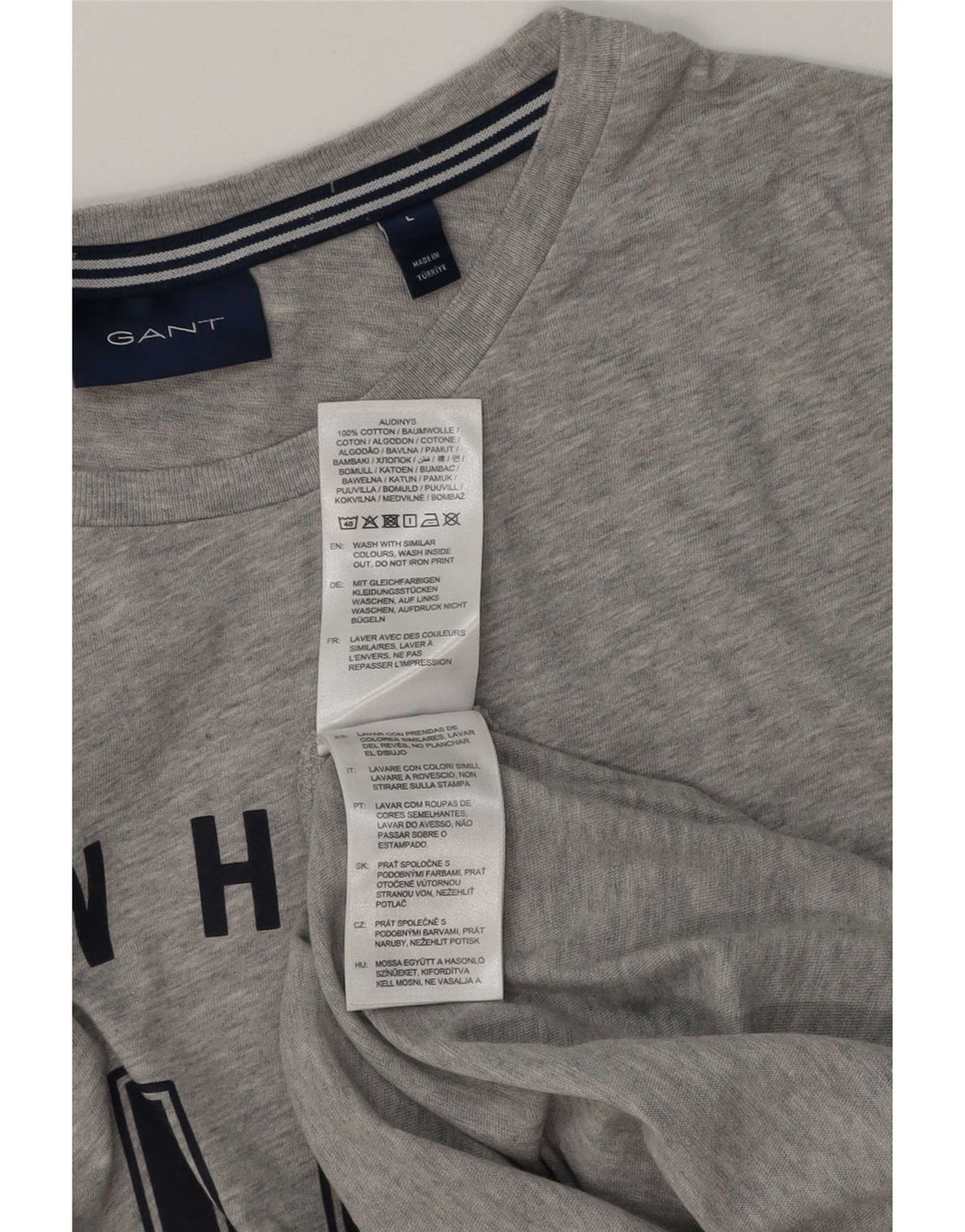 Gant Mens Graphic T-Shirt Top Large Grey Cotton