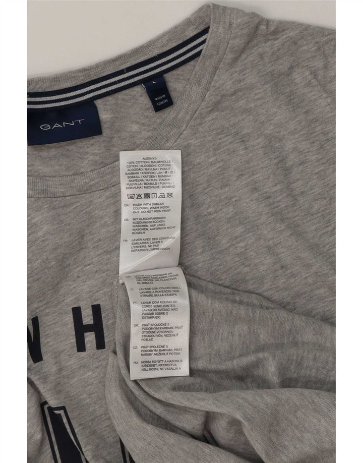 Gant Mens Graphic T-Shirt Top Large Grey Cotton