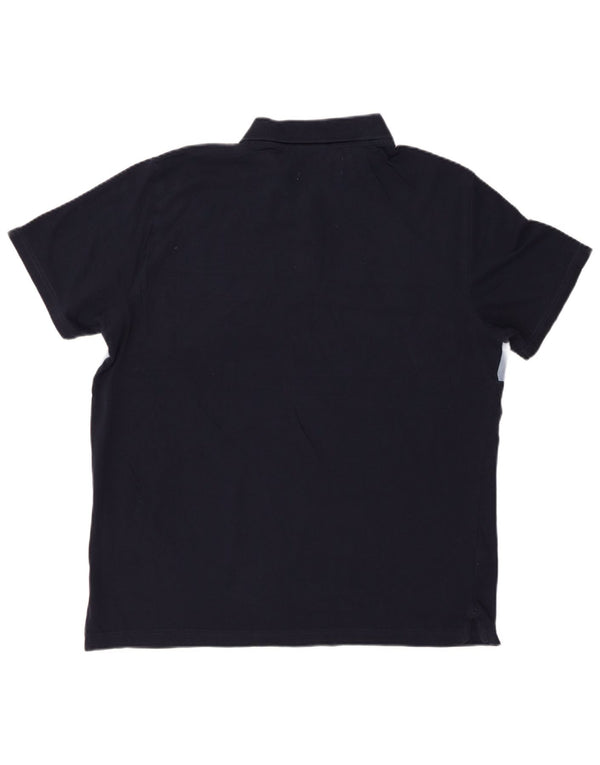 PENGUIN Mens Polo Shirt XL Navy Blue Striped Cotton