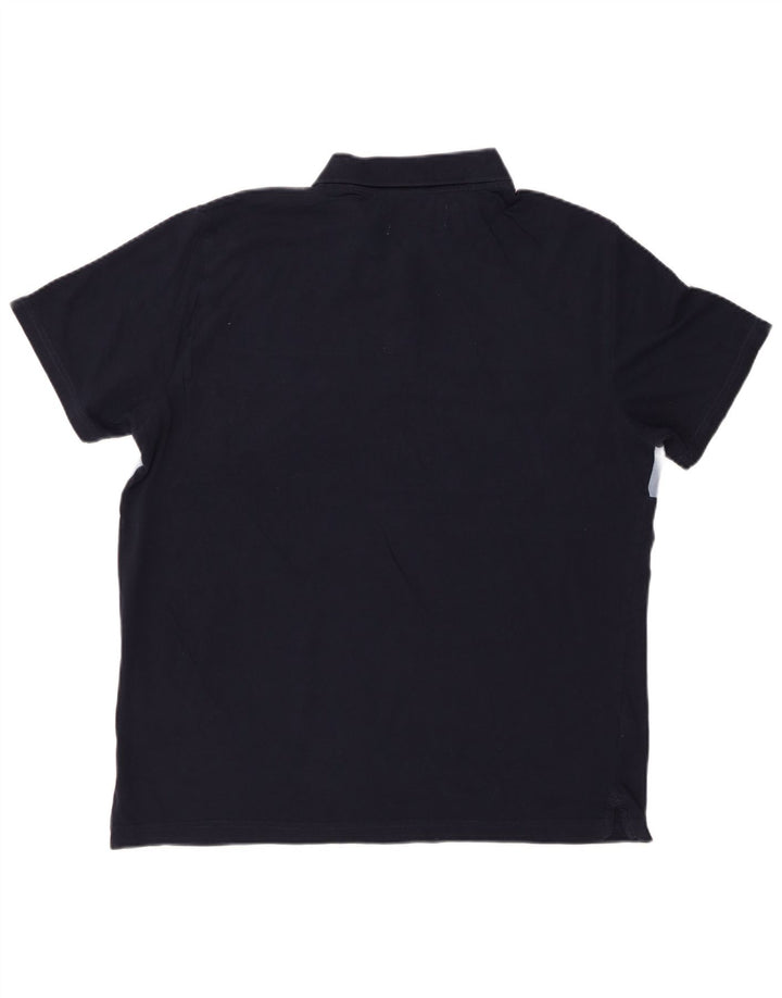 PENGUIN Mens Polo Shirt XL Navy Blue Striped Cotton