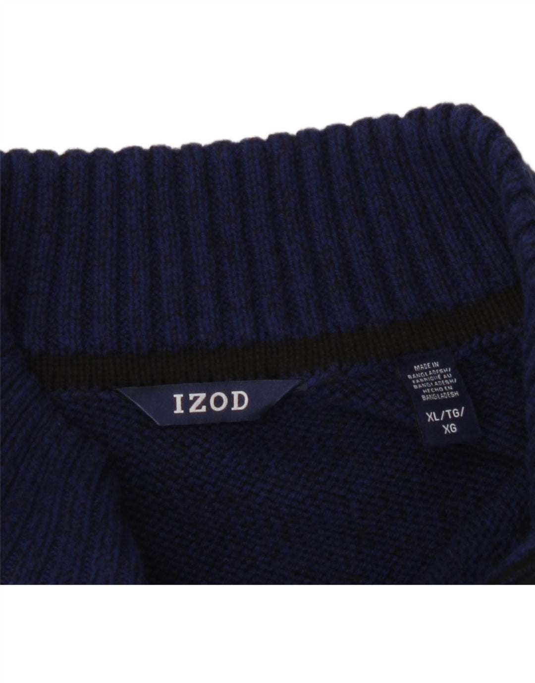 IZOD Mens Button Neck Jumper Sweater XL Navy Blue Flecked Vintage Izod and Second-Hand Izod from Messina Hembry 