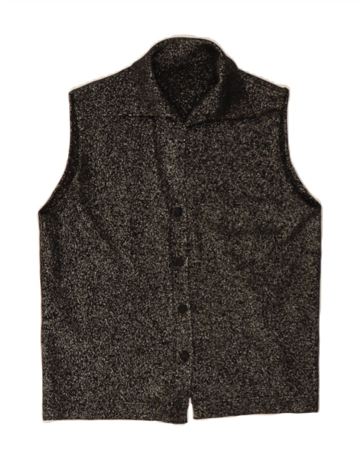 VINTAGE Womens Sleeveless Shirt Blouse UK 14 Medium Black Vintage Vintage and Second-Hand Vintage from Messina Hembry 