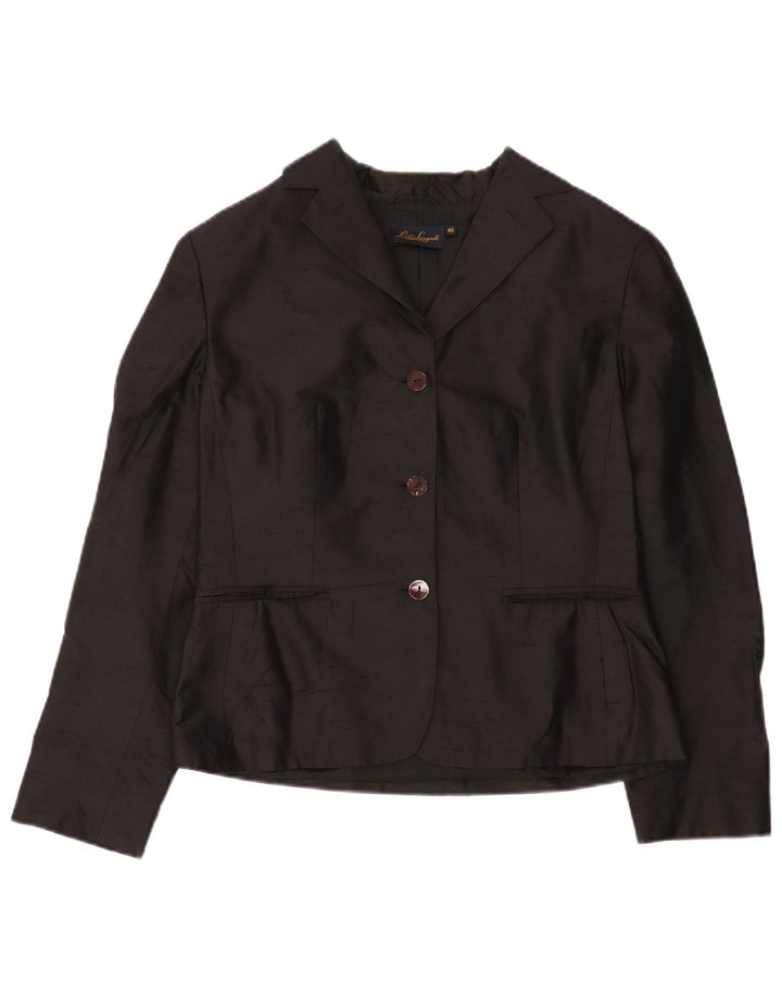 Luisa Spagnoli Womens 3 Button Blazer Jacket IT 46 Large Black Silk