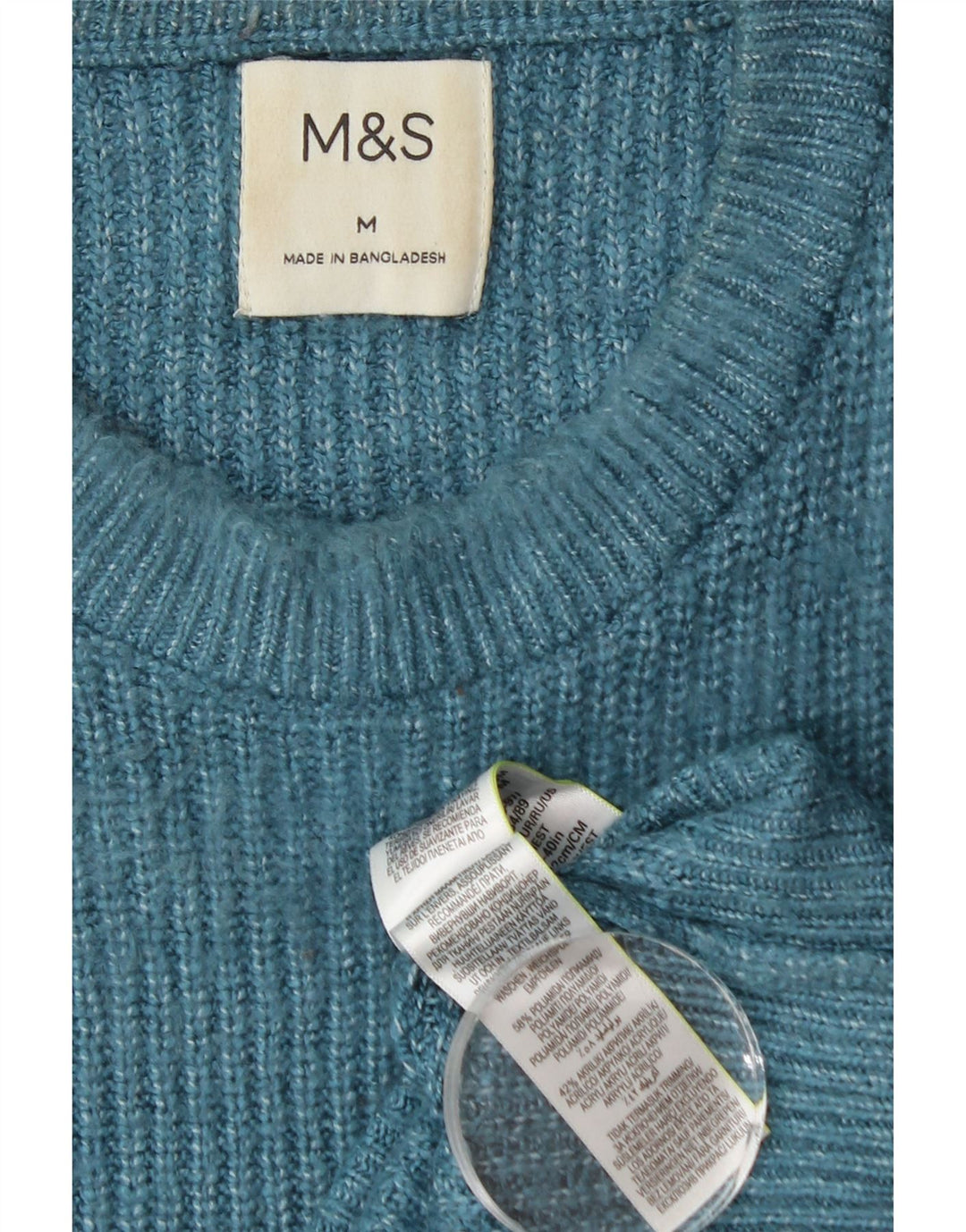Marks & Spencer Mens Crew Neck Jumper Sweater Medium Blue Polyamide
