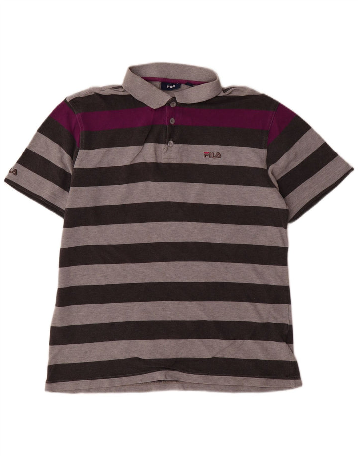 FILA Mens Polo Shirt Large Grey Colourblock Cotton