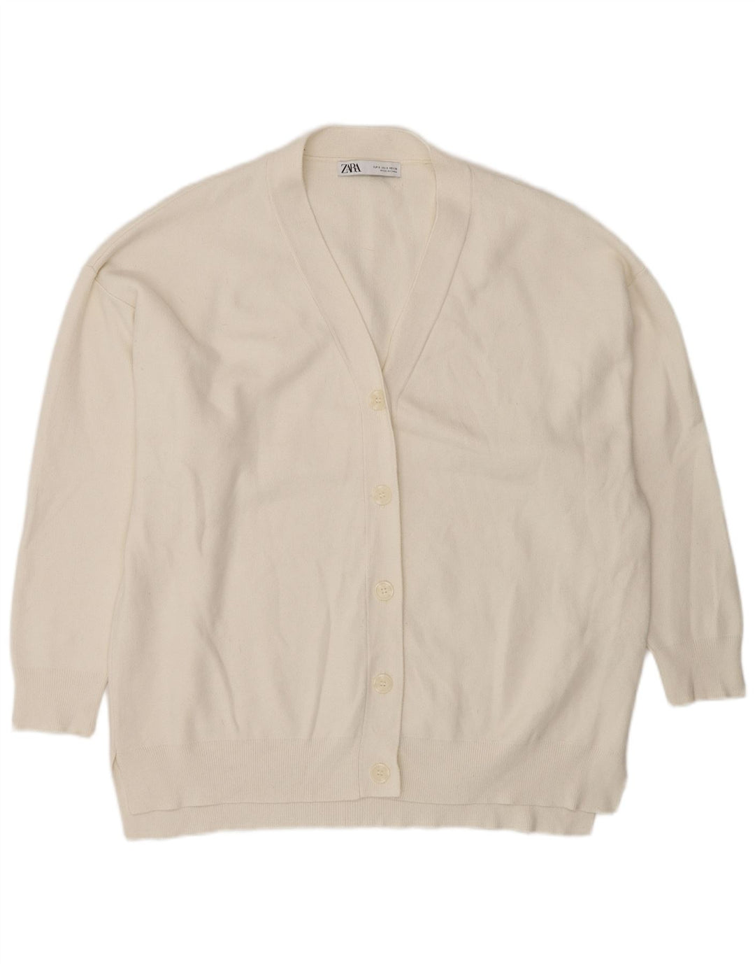 Zara Womens Oversized Cardigan Sweater UK 10 Small White Viscose