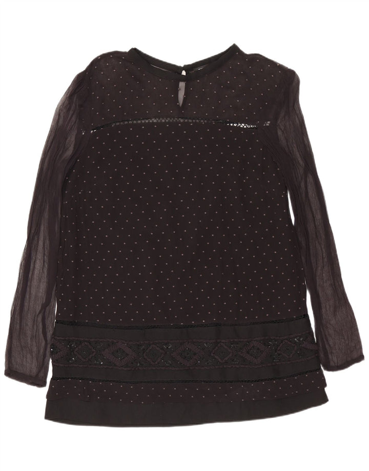 Simona Barbieri Womens Twin-Set Blouse Top UK 10 Small Black Spotted