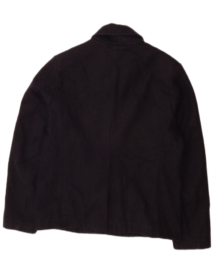 Lyle & Scott Mens Pea Coat UK 36 Small Navy Blue Acrylic