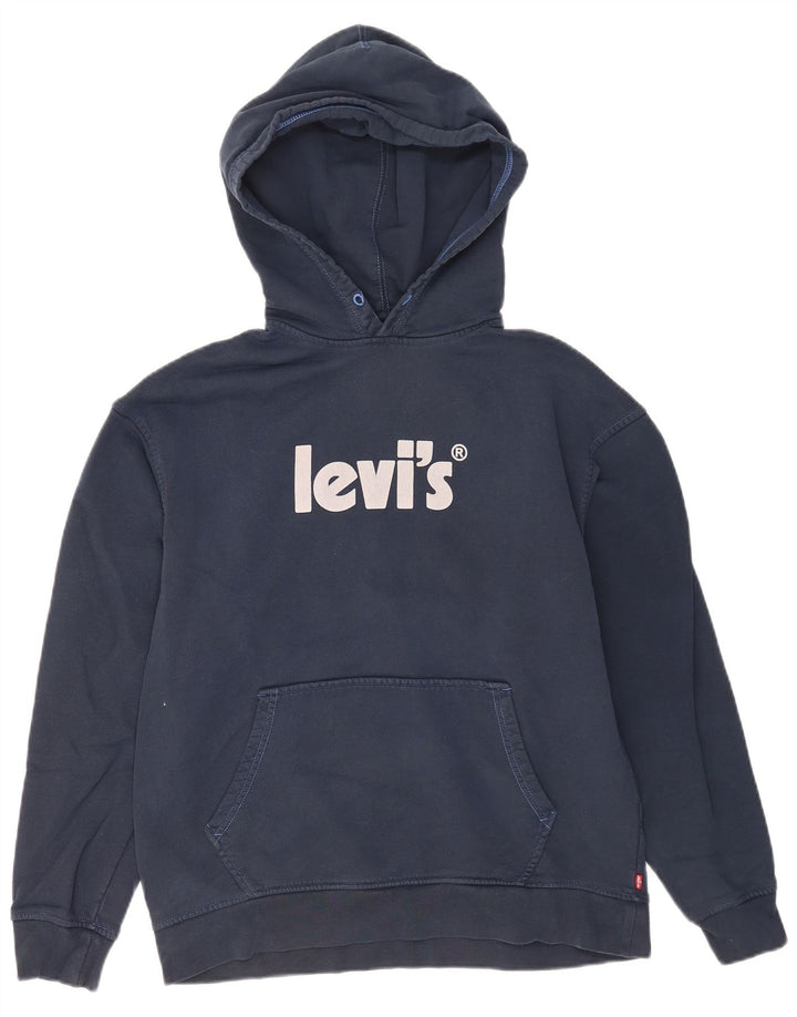 Levi's Mens Graphic Hoodie Jumper Medium Navy Blue Cotton