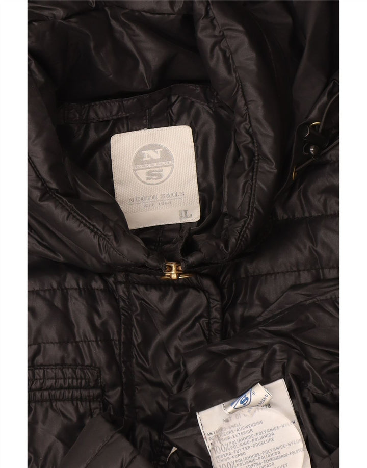 North Sails Womens Hooded Padded Jacket UK 16 Large Black Polyamide