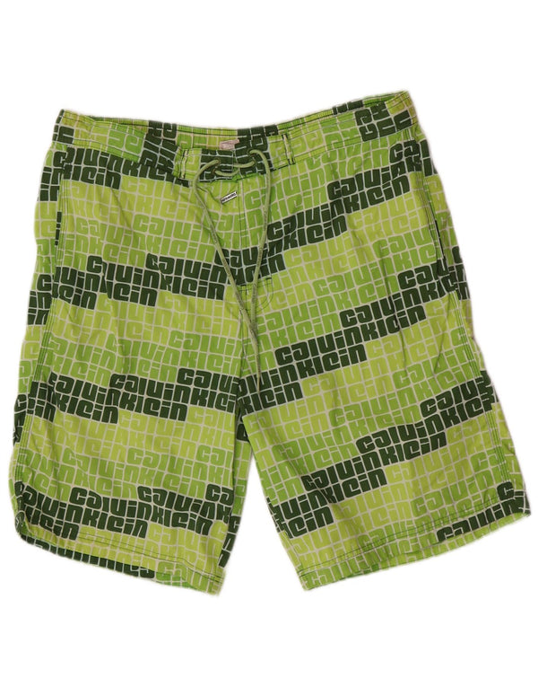 Calvin Klein Mens Graphic Swimming Shorts Large Green Nylon