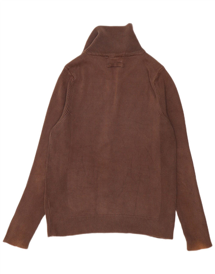 Zara Mens Cardigan Sweater Large Brown Cotton