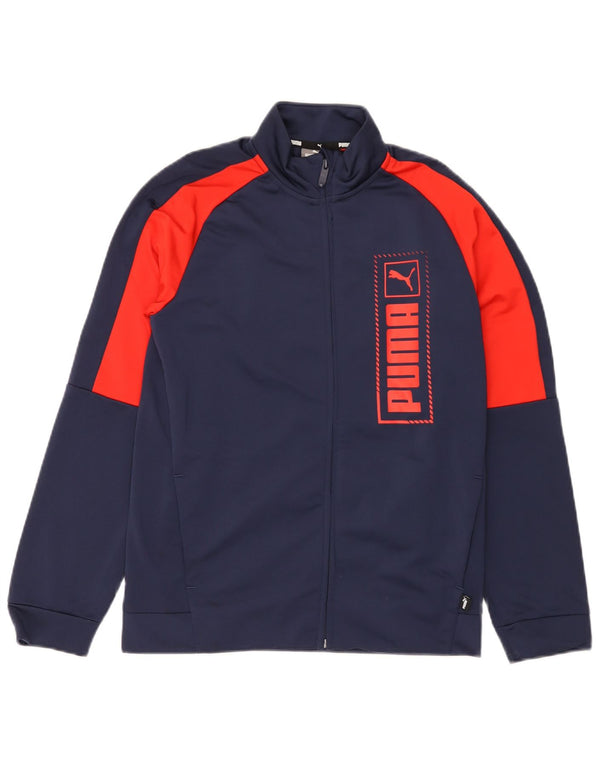 Puma Boys Graphic Tracksuit Top Jacket 13-14 Years Navy Blue Colourblock