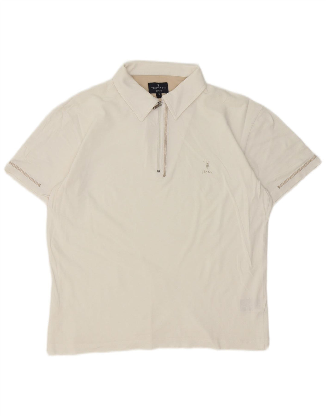 Trussardi Jeans Mens Polo Shirt Small White Cotton