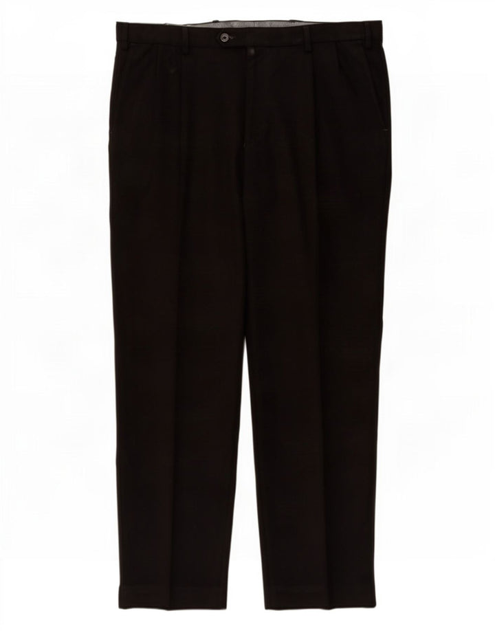 Marks & Spencer Mens Regular Suit Trousers W38 L31 Black Polyester