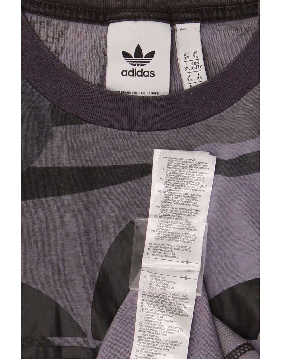 ADIDAS Mens Graphic T-Shirt Top XS Grey Camouflage Cotton