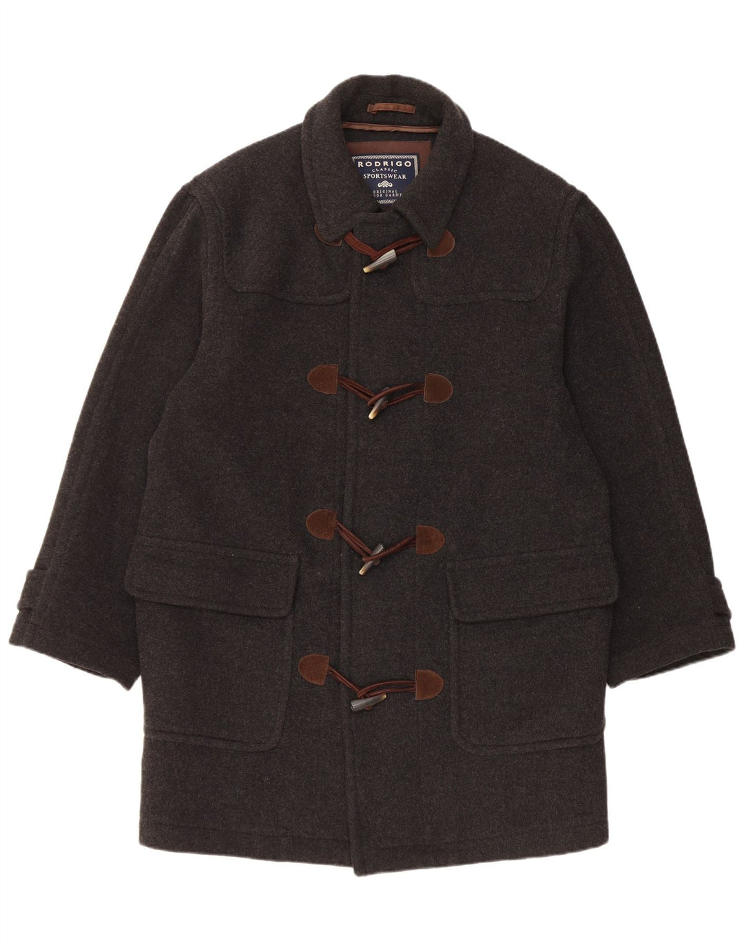 Rodrigo Mens Loose Fit Duffle Coat IT 48 Medium Black Wool