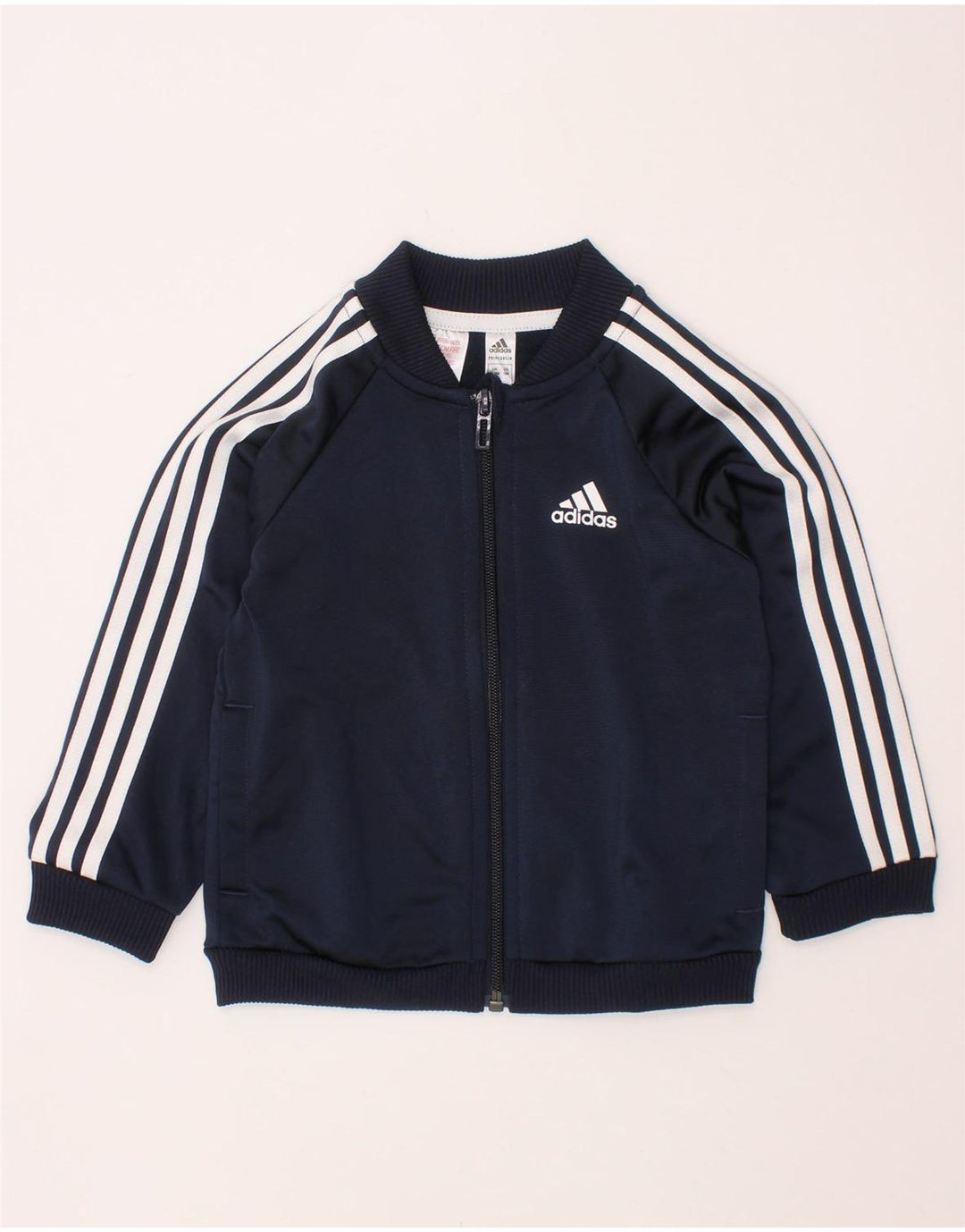 ADIDAS Baby Boys Tracksuit Top Jacket 12-18 Months Navy Blue Polyester