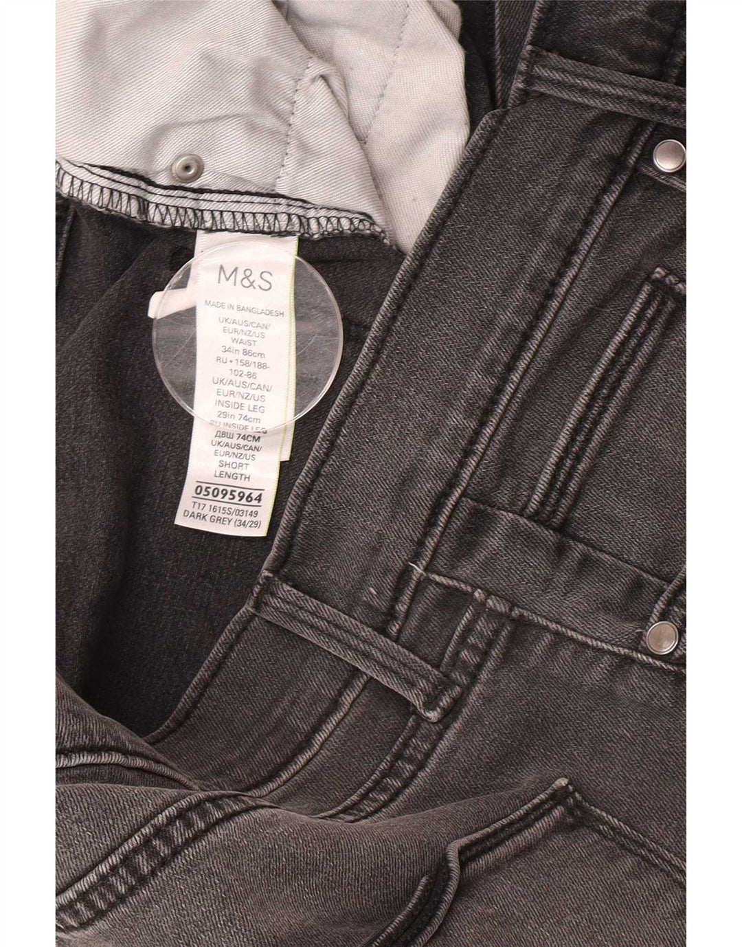 Marks & Spencer Mens Slim Jeans W34 L29 Grey Cotton