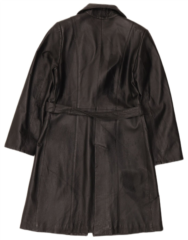 LAVORAZIONE ARTIGIANALE Womens Leather Coat IT 44 Medium Black Leather