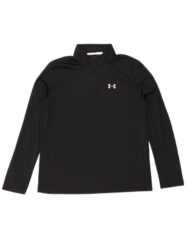 Under Armour Mens Heat Gear Zip Neck Pullover Tracksuit Top Large Black