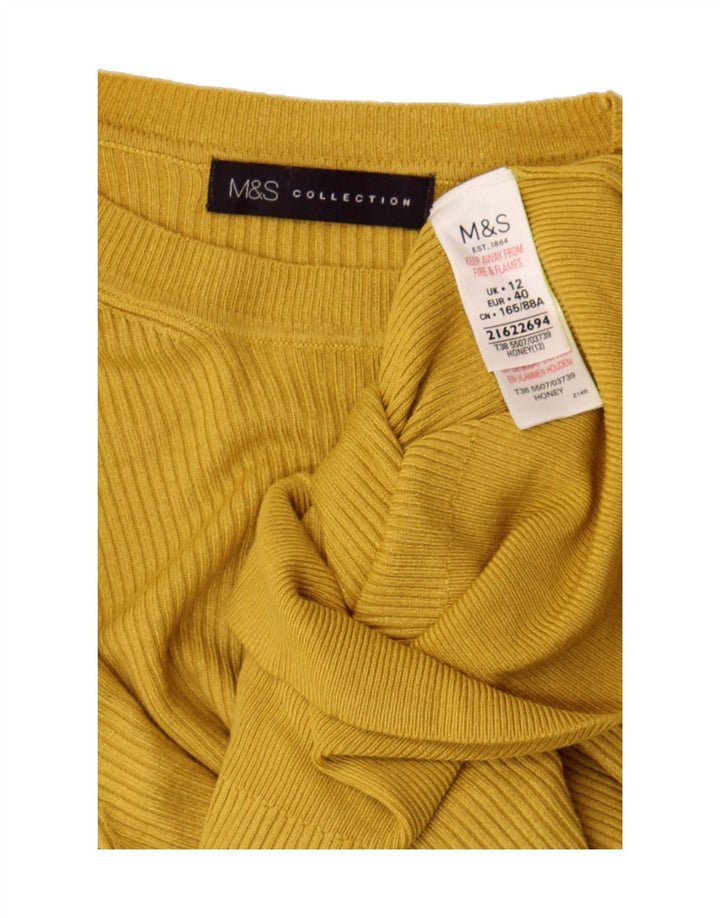 MARKS & SPENCER Womens Crew Neck Jumper Sweater UK 12 Medium Yellow Vintage Marks & Spencer and Second-Hand Marks & Spencer from Messina Hembry 