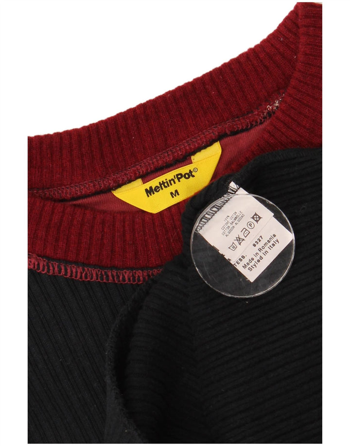 Meltin' Pot Mens Top Long Sleeve Medium Black Colourblock Cotton