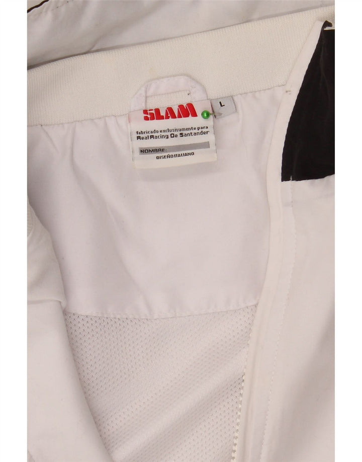 Slam Mens Graphic Tracksuit Top Jacket Large White Colourblock Polyester