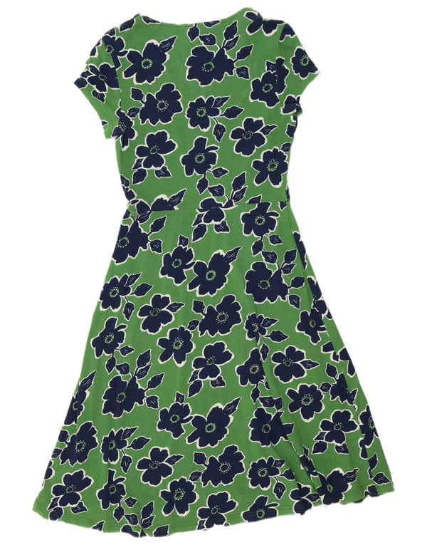 SEASALT CORNWALL Womens A-Line Dress UK 10 Small  Green Floral Cotton