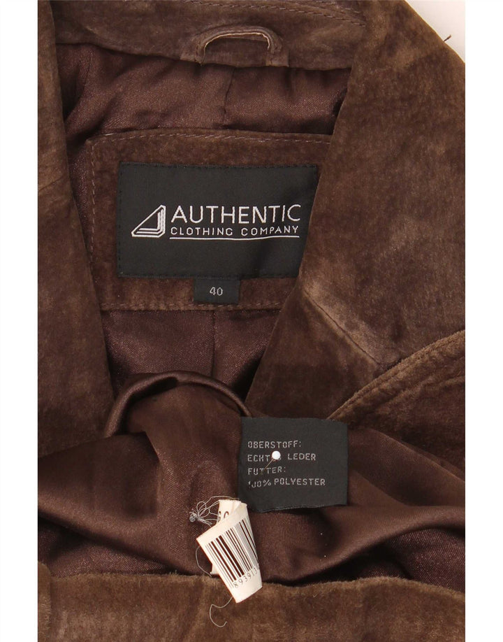 Authentic Womens 2 Button Suede Blazer Jacket IT 40 Small Brown Leather