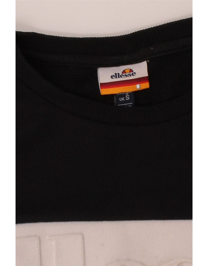 ELLESSE Mens Graphic Sweatshirt Jumper Small Grey Colourblock Cotton Vintage Ellesse and Second-Hand Ellesse from Messina Hembry 