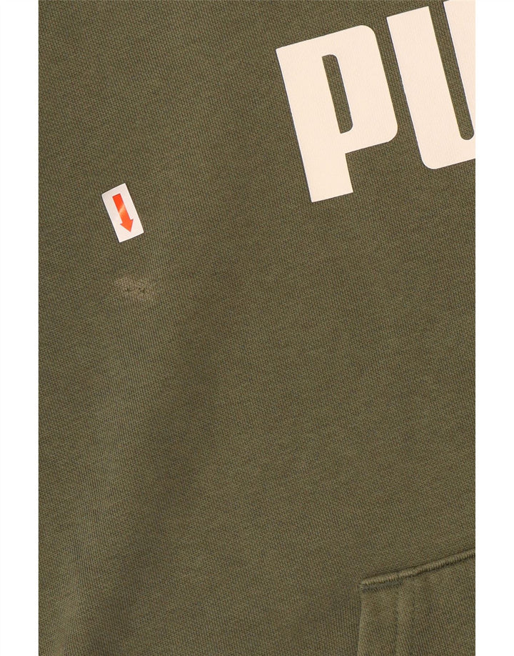 Puma Mens Graphic Hoodie Jumper Medium Khaki Cotton