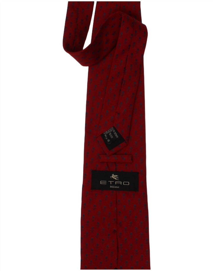 Etro Mens Tie One Size Red Floral Silk Designer