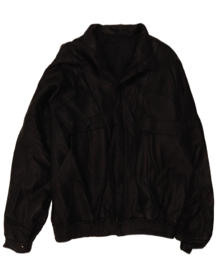 VINTAGE Mens Leather Jacket UK 42 XL Black