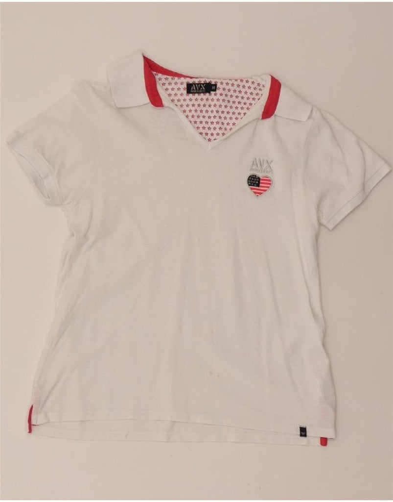 AVIREX Womens Polo Shirt UK 12 Medium White Cotton Vintage Avirex and Second-Hand Avirex from Messina Hembry 