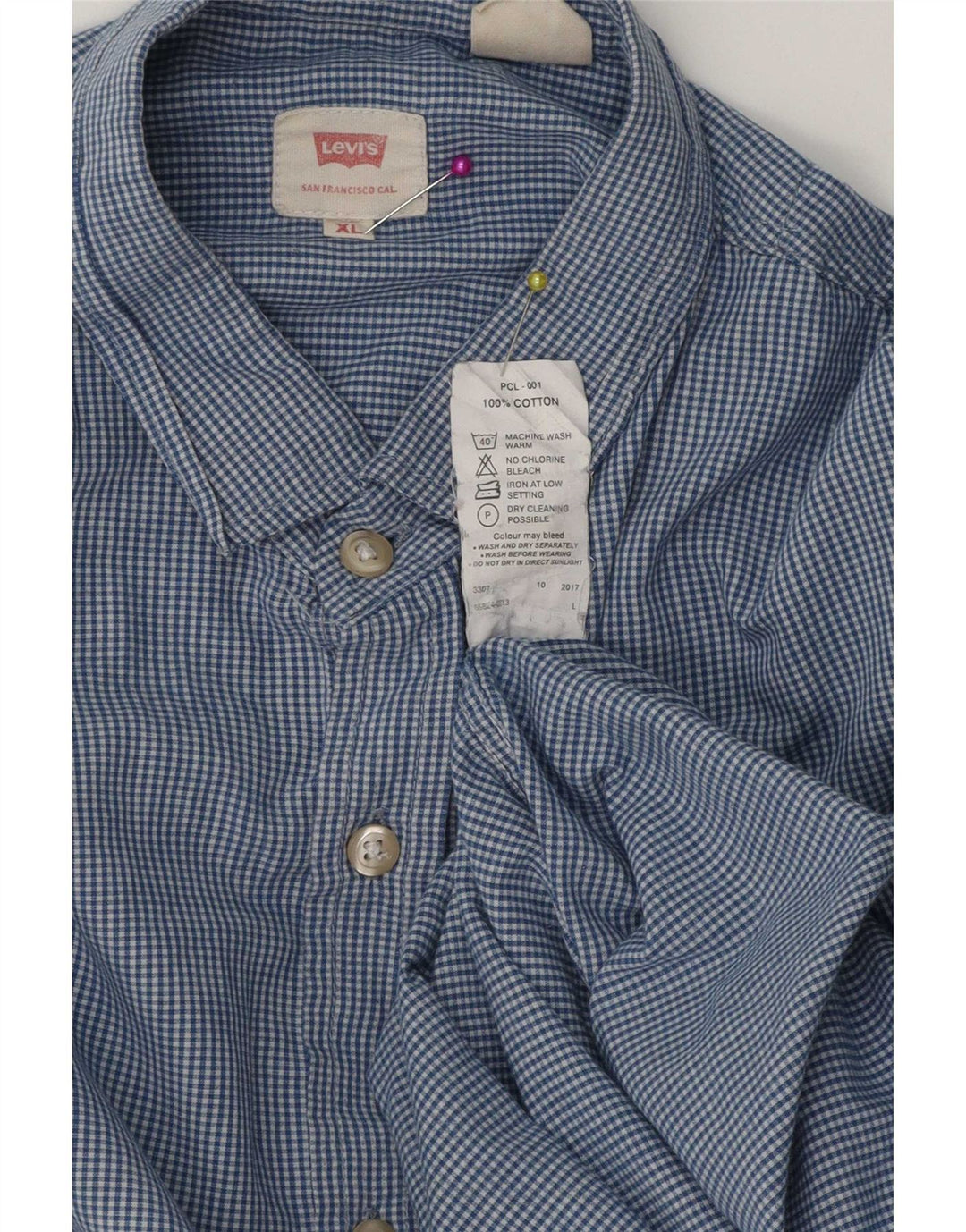 Levi's Mens Shirt XL Blue Gingham Cotton