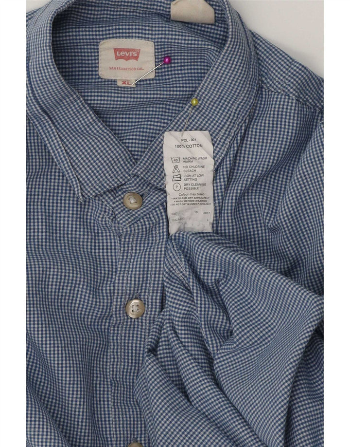 Levi's Mens Shirt XL Blue Gingham Cotton
