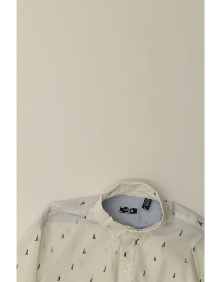 IZOD Mens Short Sleeve Shirt Large White Spotted Cotton Vintage Izod and Second-Hand Izod from Messina Hembry 