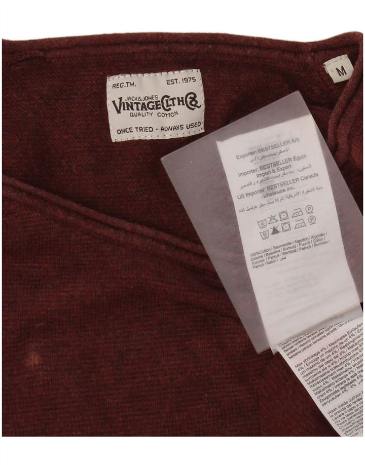 Jack & Jones Mens Crew Neck Jumper Sweater Medium Burgundy Cotton