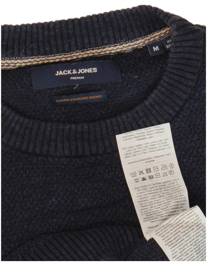 Jack & Jones Mens Crew Neck Jumper Sweater Medium Navy Blue Cotton