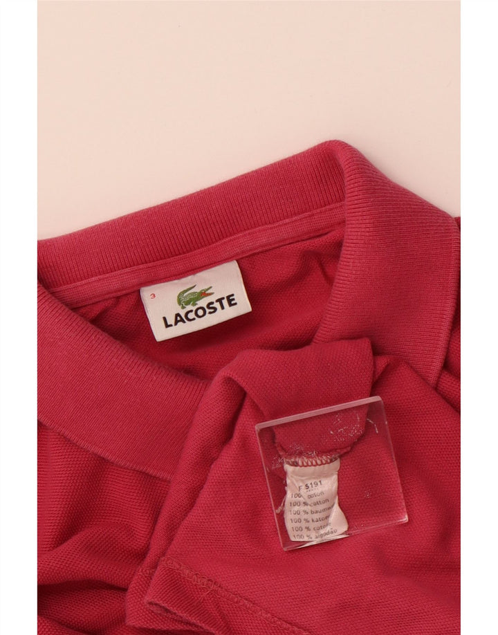 LACOSTE Mens Long Sleeve Polo Shirt Size 3 Small Pink Cotton