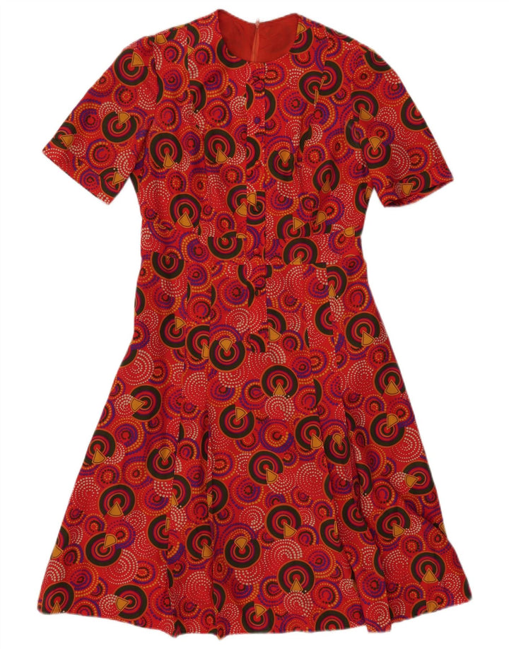 VINTAGE Womens A-Line Dress IT 46 Large Red Geometric